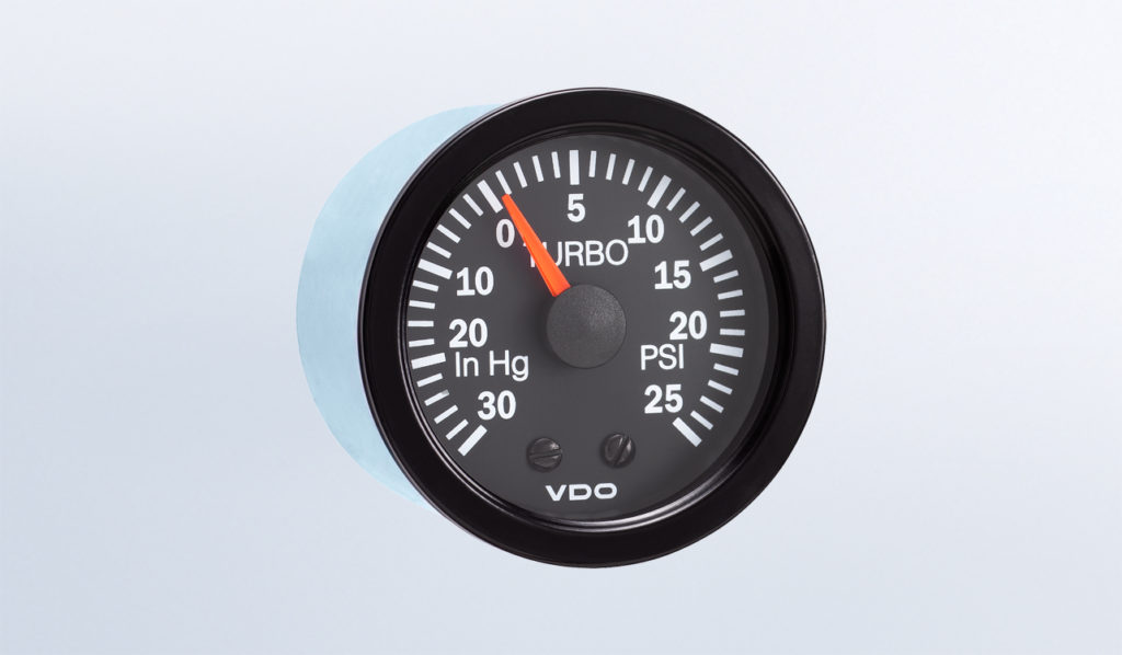 30" HG25 PSI Turbo Gauge with Tubing Kit and Metric Thread Adapters, 12V VDO Instruments