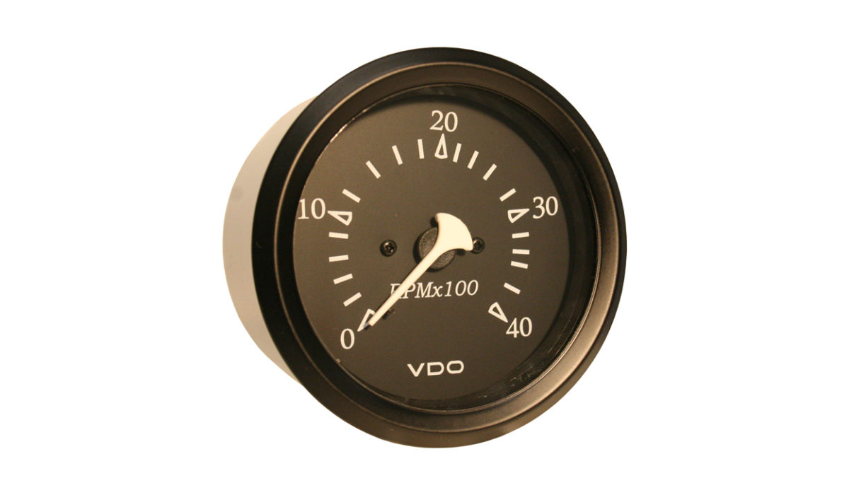 4000RPM 3 3/8" (85mm) Diesel Tachometer (Alternator). 12V Black Bezel