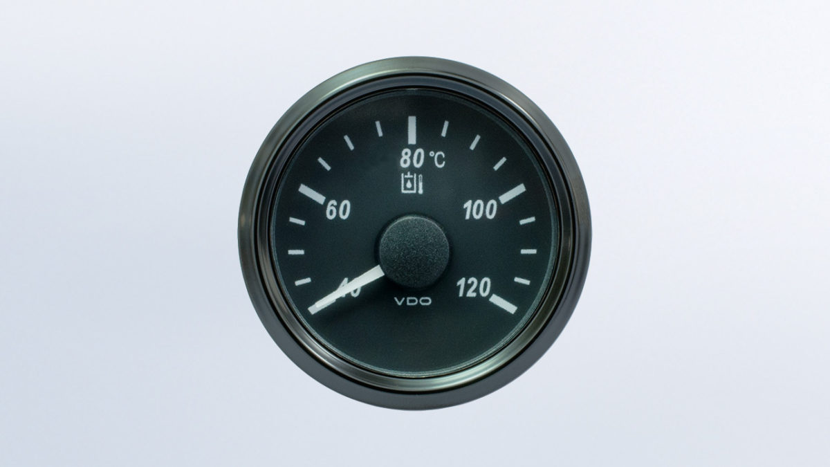 2 1/16in (52mm) 120°C hydraulic oil temperature gauge. VDO Instruments