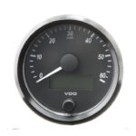 SingleViu 3 1/8in (80mm) 60km/h speedometer.  Retail pack with harness